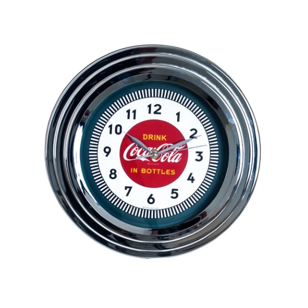 Coca-Cola Clock W/Chrome Finish - 1930s Style - 11.75 Inches